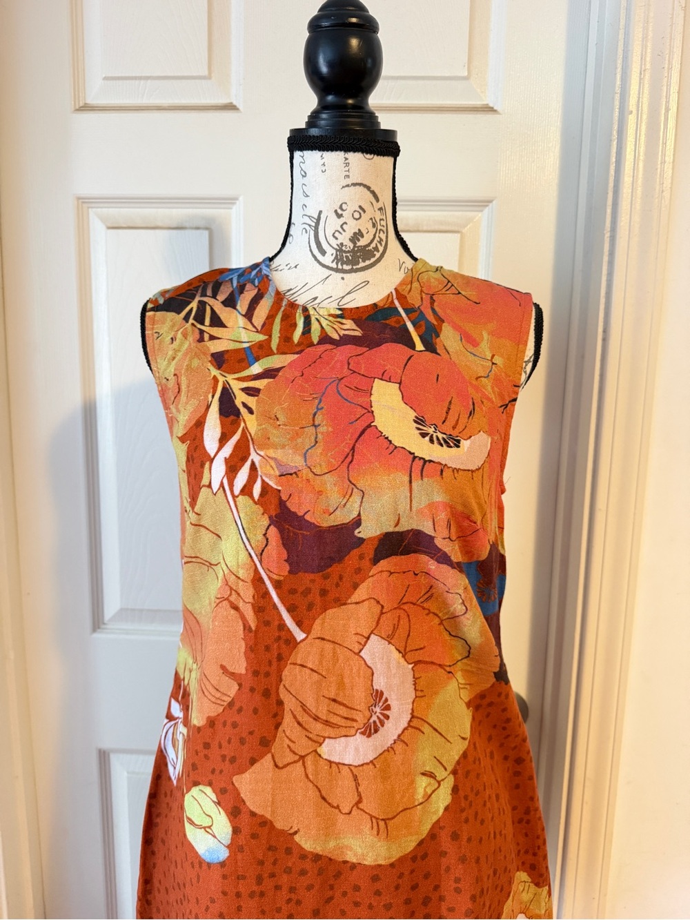 Anthropologie Rust Orange Floral Mini Dress by Conditions Apply - Picture 2 of 7